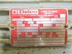 Delco 3C4054 20HP 286U Frame 3520 RPM 460V 23.3A 3 Phase A.C. Motor A4003DH