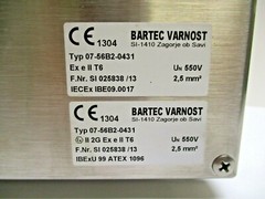 BARTEC VARNOST, SST DISTRIBUTION TERMINAL JUNCTION BOX, TYPE: 07-56B2-0431