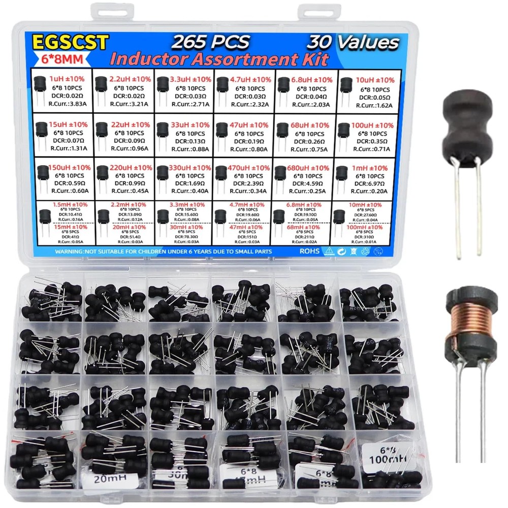 Radial Power Choke Inductors DIP Assortment Set 30 Values 1uH100mH 265 PCS