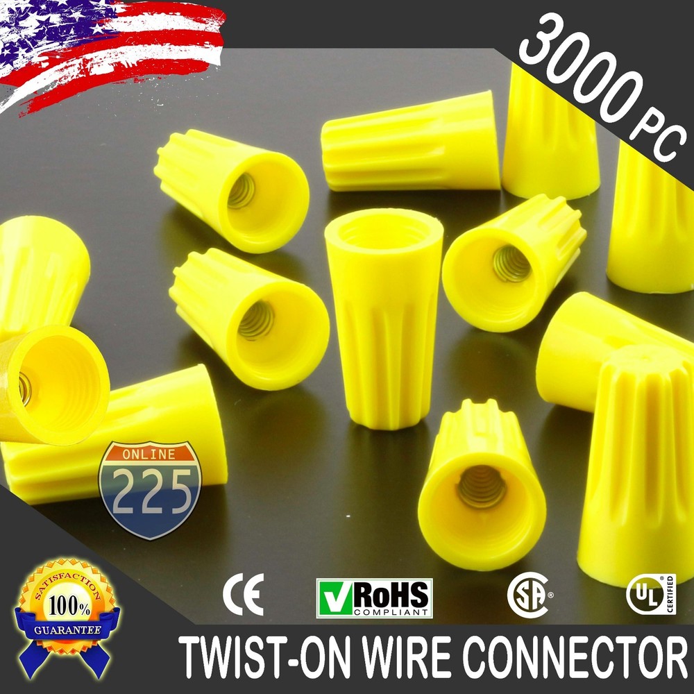 (5000) Yellow Twist-On Wire Connector Connection nuts 18-12 Gauge Barrel Screw