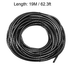 3mm Flexible Spiral Tube Cable Wire Wrap Manage Cord 19M Length Black