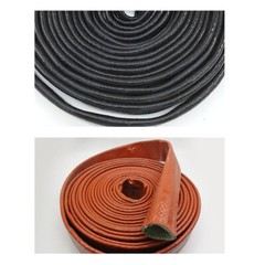 Silicone Fibreglass Fire Sleeving High Temp Insulating Hose Black 4mm~100mm