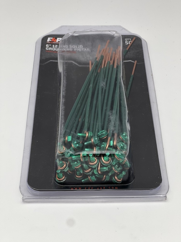 50 pc. 6 Inch Grounding Pigtail 12 AWG Solid Wire Green NEW SEALED
