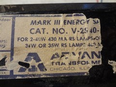 Advance Mark III Energy Saver Ballast V-2S40-1-TP 277v 60Hz 40W- USED
