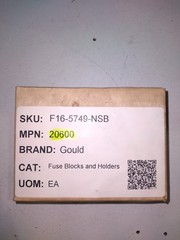 GOULD MERSEN FERRAZ SHAWMUT 20600 FUSE BLOCK 60 AMP1 POLE250 V50/60 HZ