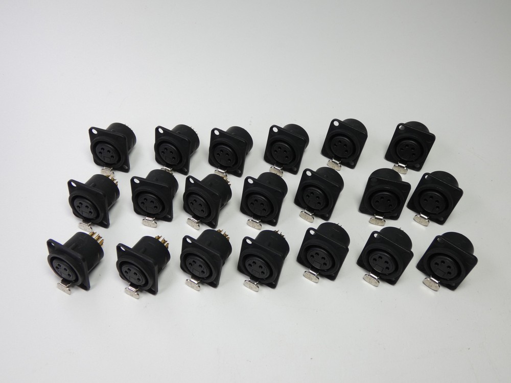 *Lot of 20* Neutrik 3-Pin Female XLR Panel Mount Connector Black
