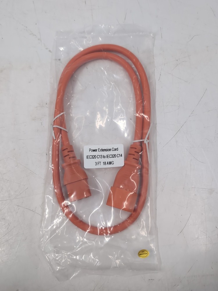 Power Extension Cord C14 to C13 18 AWG 3ft Orange – EB-18413 –