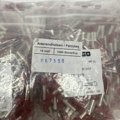 Wago 067330 Red Wire End Ferrules 10,0 mm – 8awg Bag of 1000