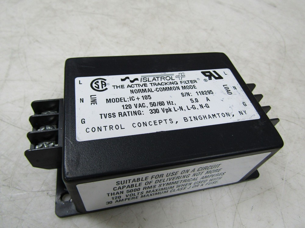 💥CONTROL CONCEPTS ISLATROL TRACKING FILTER 120 VAC 5.0 AMP IC+105