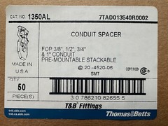 NEW Box of 50 Thomas & Betts 1350AL Aluminum Rigid Conduit Pipe Spacer 3/8 to 1″