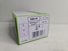 Leviton 688-W, 125 V, 15A, NEMA 5-15R, White, Clock Hanger Receptacle New
