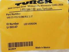 Turck Eurofast VAS 22-F957-0.9M-RSC 5.3T Double Ended Cable Cord Right Angle Fem