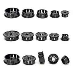 Round Nylon Grommets Wire Tidy Cable Hole Cover Caps Plugs Snap Security Black