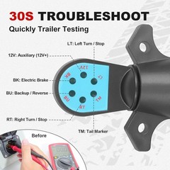 7-Pin Trailer Plug Tester 12V – 7-Way RV Round Wiring Light Brake Connector