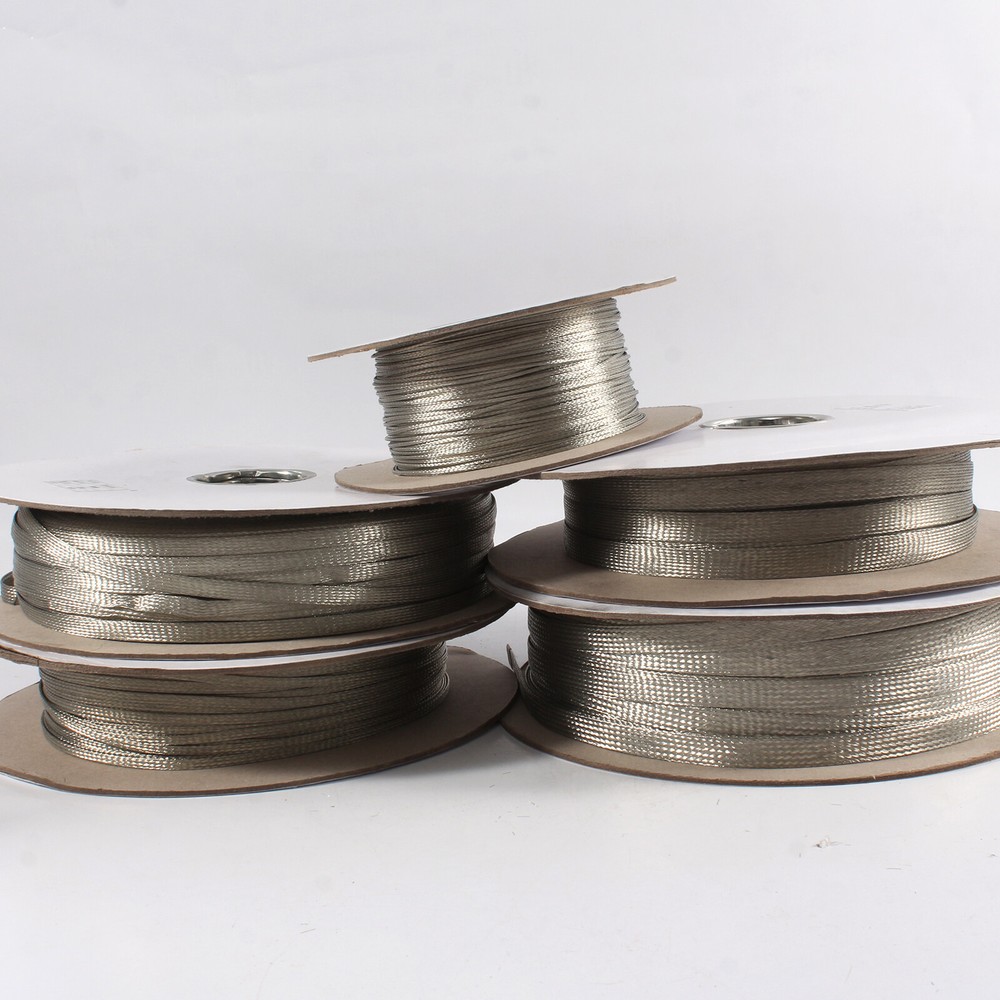 Flat Tinned Copper Braid Sleeve Flexible EMI RFI Shielding Wire Ground Mesh Lot