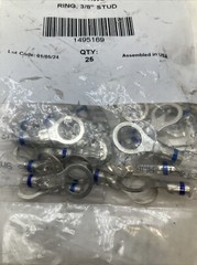 Pack of 25 – Lawson Visa Seal Wire Terminal, 1495169, 16-14 AWG, Ring, 3/8″ Stud