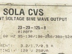 Sola 23-23-125-8 Constant Voltage Sine Wave Output 520V 60Hz 3.2A