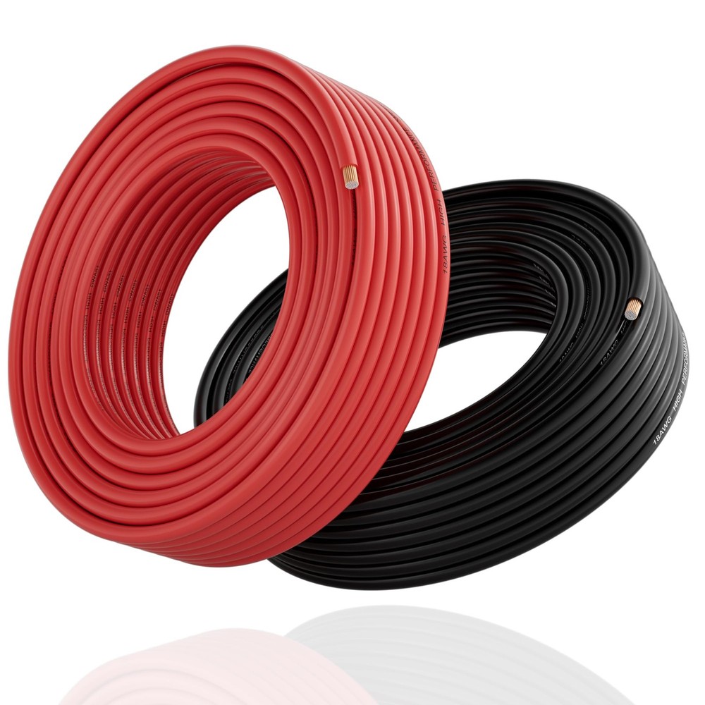 14AWG Low Voltage Wire 50ft Red Black, Car Audio Remote Trailer, 2 Pack
