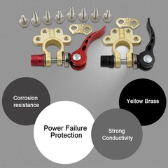 2PCS Car Battery Terminal Connectors, 4 Way Quick Release Positive Negative Top