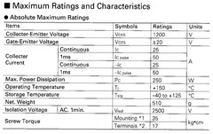 FUJI ELECTRIC – 6MBI25L-120 – Transistor, IGBT, 25A,1200V, N-Channel, New