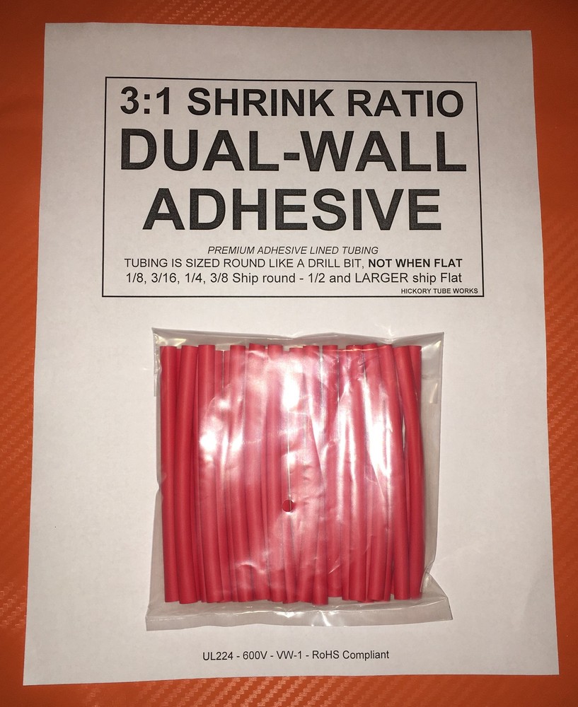 1/8″ / 3mm I.D Red (6″ 100pcs) Dual-Wall Adhesive Lined 3:1 Heat Shrink Tubing