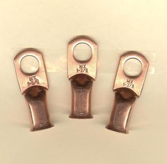 20 Bare Battery BIG COPPER LUG Ring Terminal Connector #1 Wire Gauge 3/8″ Stud