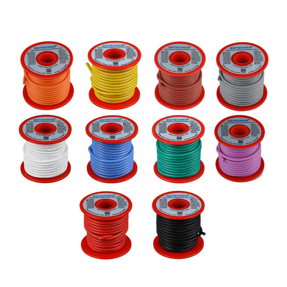 BNTECHGO 14 AWG Silicone Wire Kit, 10 Colors x 25ft Flexible Stranded Copper