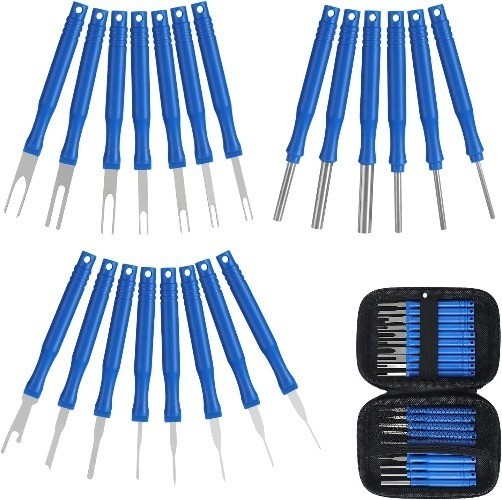 Upgraded Terminal Removal Tool Kit, 21Pcs Blue Electrical Pin Removal Tool Kit,
