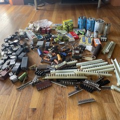 25lb Lot Vtg Electronic Parts Components Capacitors Transformers Microswitches +