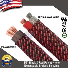 25 FT 1/2″ Black Red Expandable Wire Sleeving Sheathing Braided Loom Tubing US