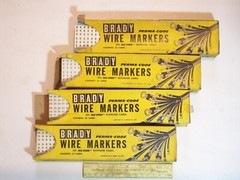 Electric BRADY WIRE MARKERS PERMA-CODE DISPENSER CARDS VINTAGE YELLOW BOX NOS