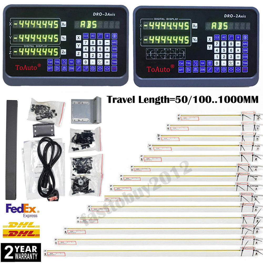 ToAuto Digital Readout DRO Display 5µm Linear Scale Glass Sensor Lathe Mill EDM