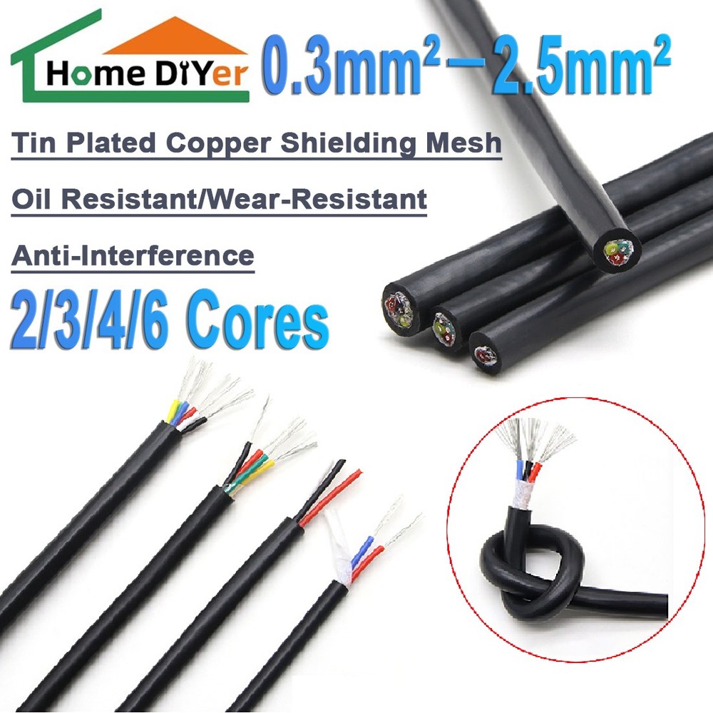 2/3/4/6 Multi-Core Cable Silicone Round Wire Automotive Marine 0.3mm²-2.5mm²