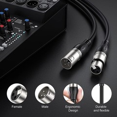 50ft XLR Cable 2 Pack – Balanced Microphone Speaker Cable 3-Pin Black