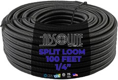 100 Ft 1/4″ Split Wire Loom Conduit Polyethylene Tubing Black Sleeve Tube