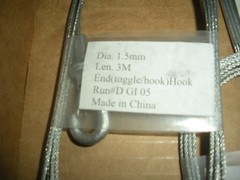 1.5mm diameter cable 3 Meter length w/ toggle hook end Nvent Caddy lot of 10