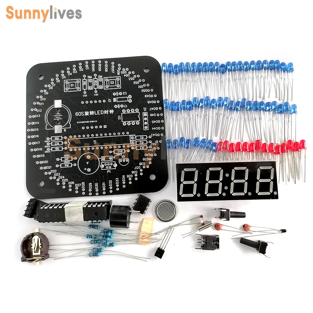 Electronic Clock DIY Kit DS1302 Rotating LED Display Temperature Sensor
