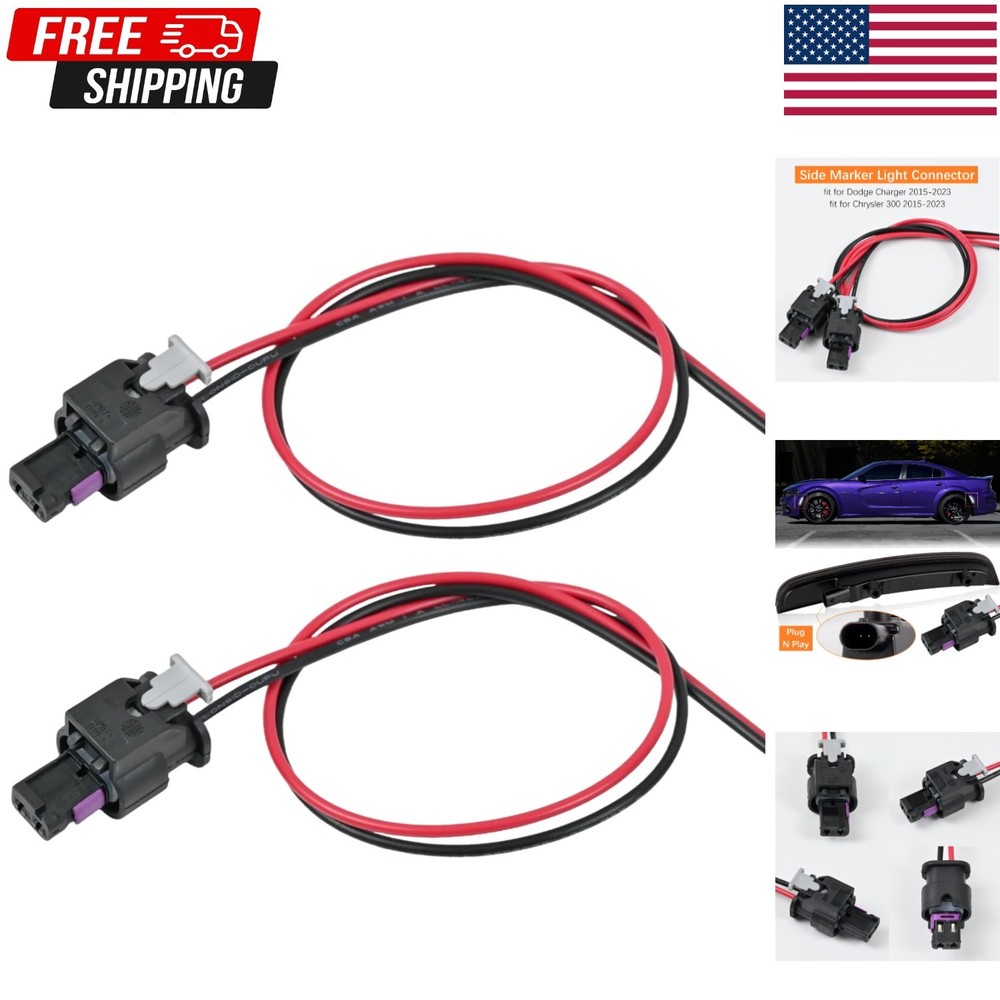 2 PCS Side Marker Light Pigtail Chrysler 300 2015-2024 Connector Wire