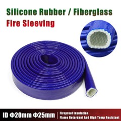Silicone/Fiberglass Fire Sleeving High Temp Insulation Sleeve Φ20mm Φ25mm Blue