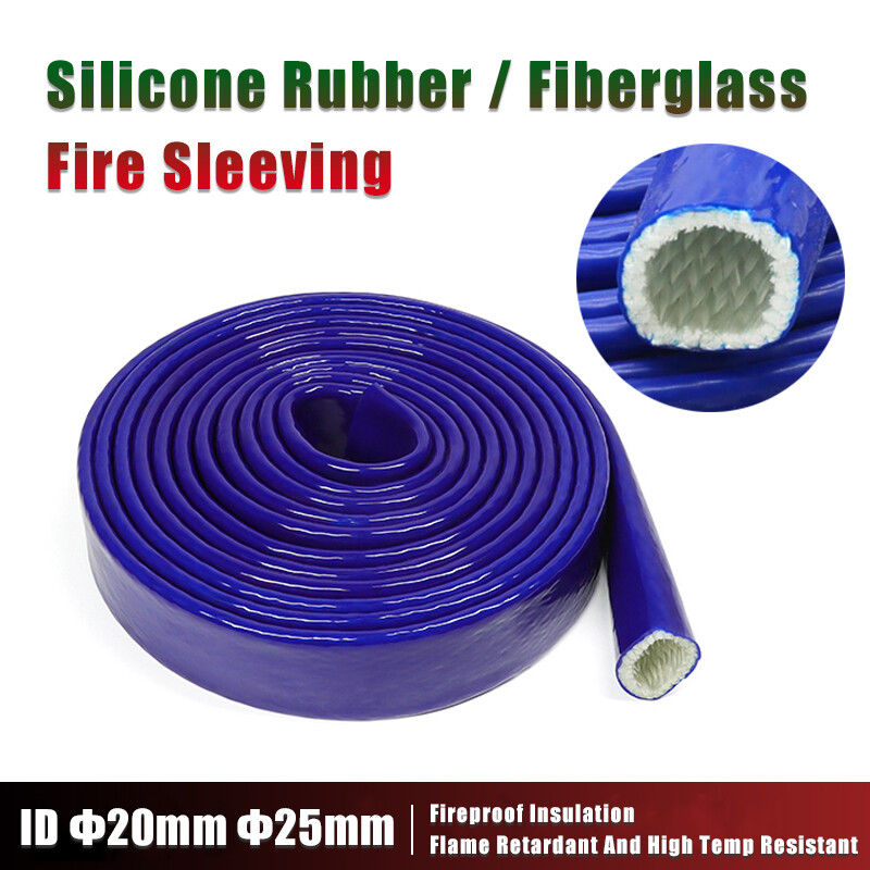 Silicone/Fiberglass Fire Sleeving High Temp Insulation Sleeve Φ20mm Φ25mm Blue