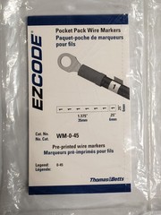 WM-0-45Wire Marker, Book, Pre Printed, 0 to 45, Vinyl Cloth, Black, White