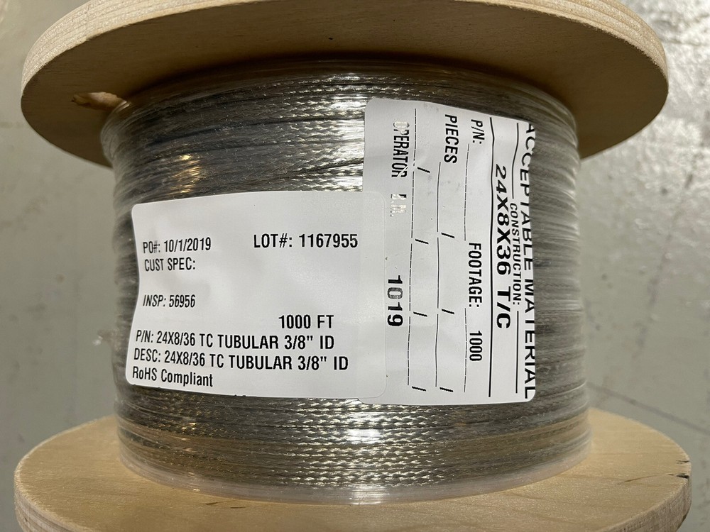 Omega Wire #4U897 24X8/36 TC Tubular 3/8” WIRE 1000 FOOT SPOOLS Silver