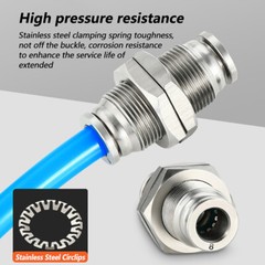 Pneumatic Push-in Fittings Tube Hose Bulkhead Connector A2 Stainless PM 4-16mm