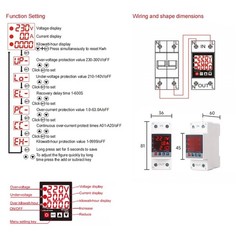 GEYA Over Current Surge Protector Over&Under voltage Kwh Power Meter 63A 220V