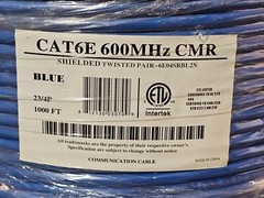 1000FT WAVENET 23AWG 4PR 600MHZ STP/FTP – BLUE – WOODEN REEL WAV-CAT6-SHIELD-BL