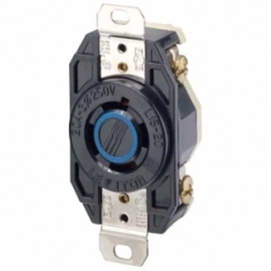 Panel Mount Receptacle 3 phase 20 Amp Twist Lock 3P 4 W NEMA L15-20R Heavy Duty