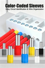 Tinned Brass Wire Connectors Kit, Insulated Bootlace Ferrule Crimp Terminals