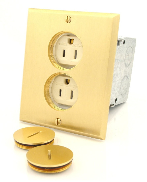 LEVITON BRASS FLOOR/WALL OUTLET 25249-TFB (BRAND NEW)