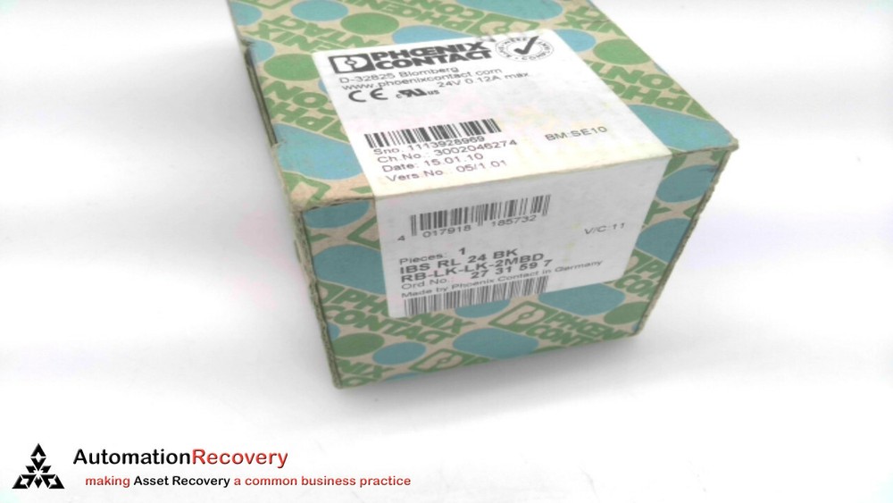 PHOENIX CONTACT IBS RL 24 BK RB-LK-LK-2MBD, BUS COUPLER, 2731597, NEW #157421