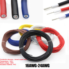 16AWG-24AWG Electronic Wire Double Insulation Tinned Copper Wire 300V Many Color